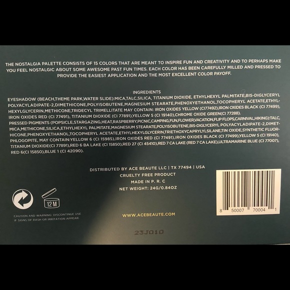 Ace Beaute Nostalgia Eye Shadow Pallette - Picture 2 of 4